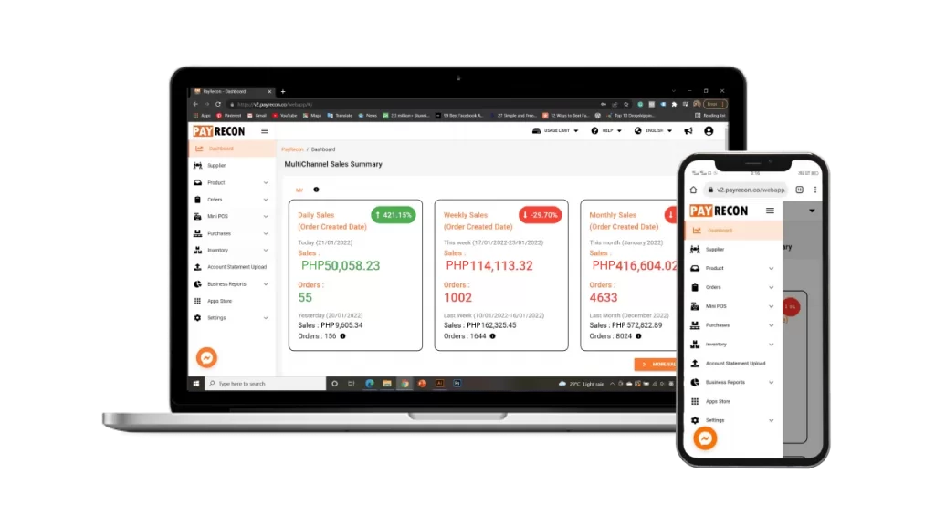 A unified dashboard showing all orders from multiple marketplaces — the core of PayRecon OMS.