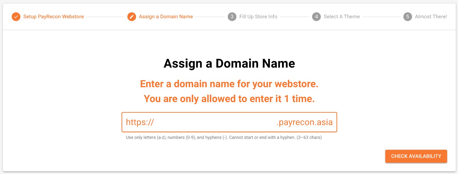 Webstore Setup Screenshot