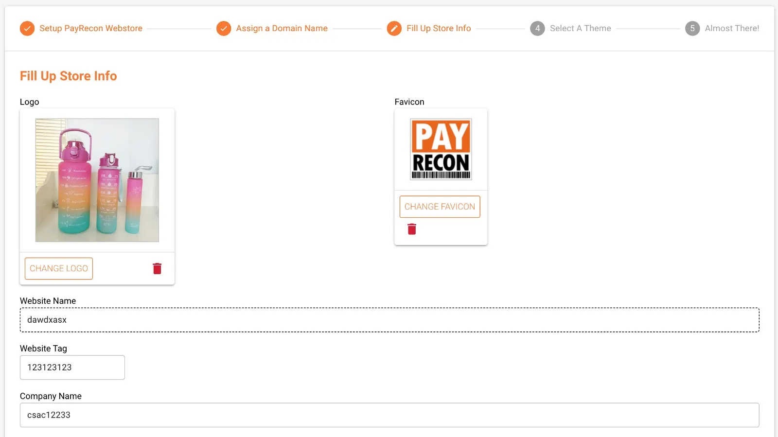 Webstore Setup Screenshot
