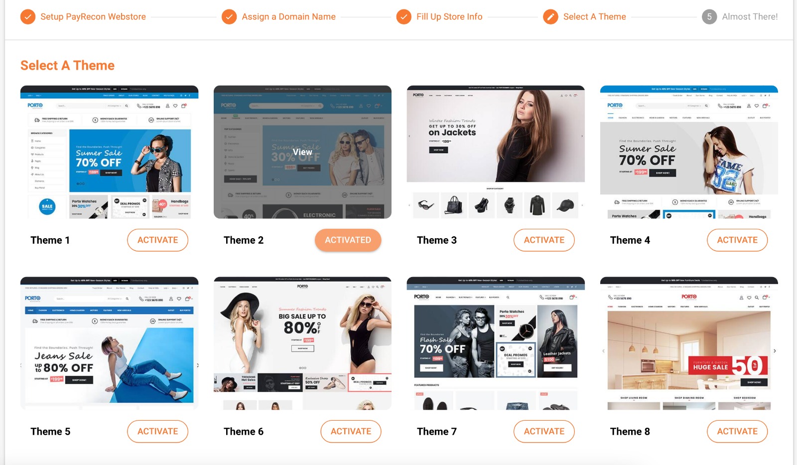 Webstore Setup Screenshot