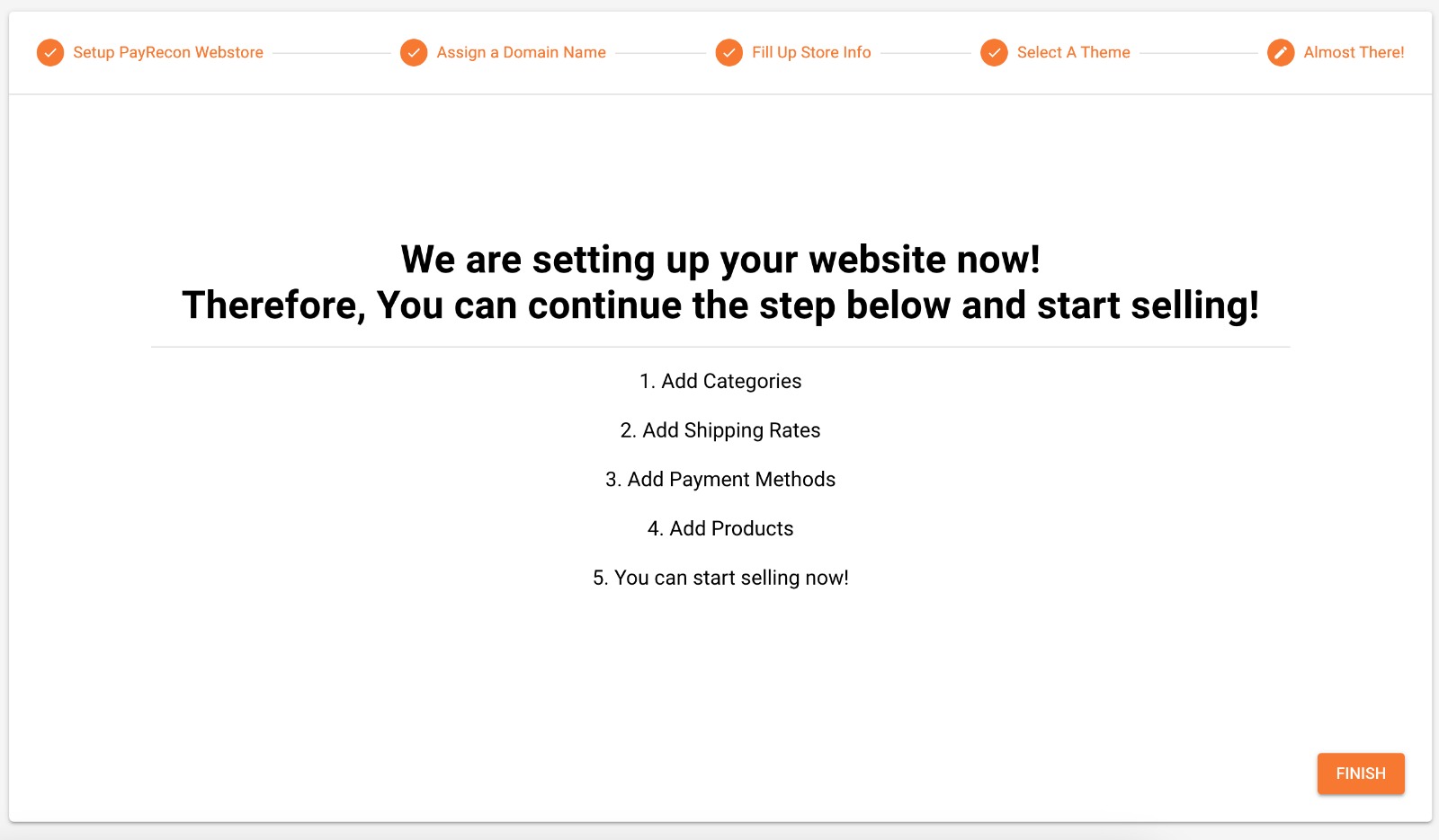 Webstore Setup Screenshot