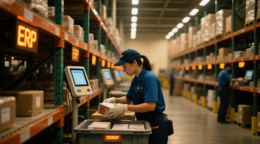 7 Functions of a Warehouse : Warm and optimised ERP-guided picking workflow.