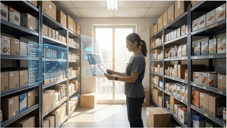 staff is doing stock count in warehouse