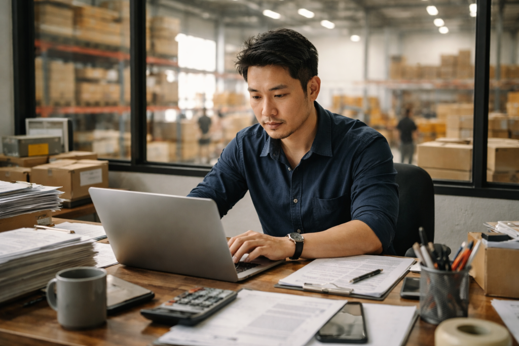 Business analysis of Philippines Monetization Channels displayed on a logistics management laptop