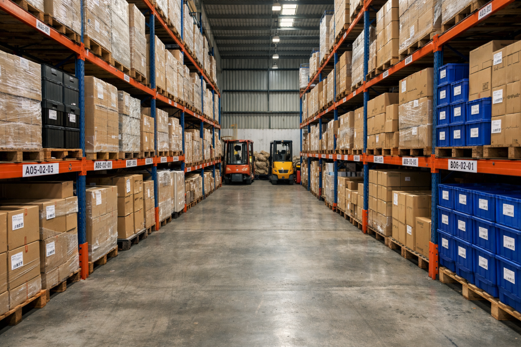 Warehouse storage racks and organized inventory inside a Philippines fulfillment center